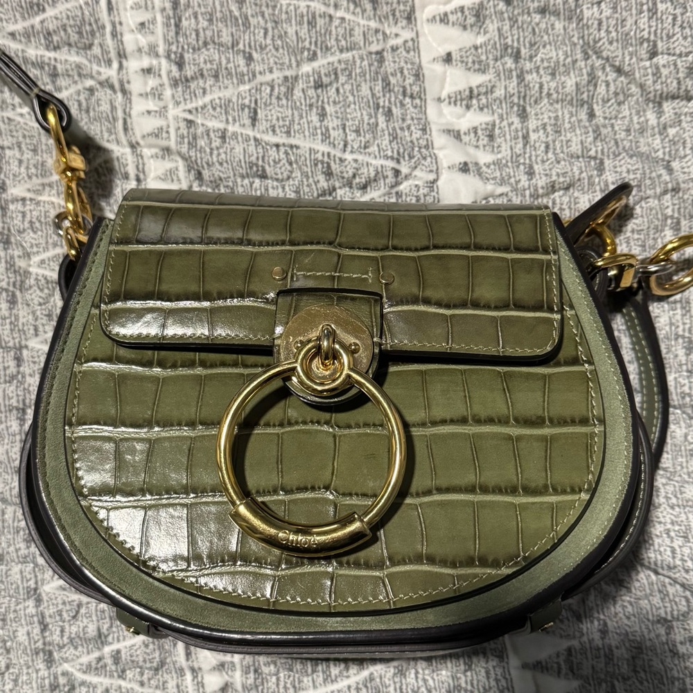 Chloe Tess Bag Crocodile Embossed Leather Small - Picture 8 of 16